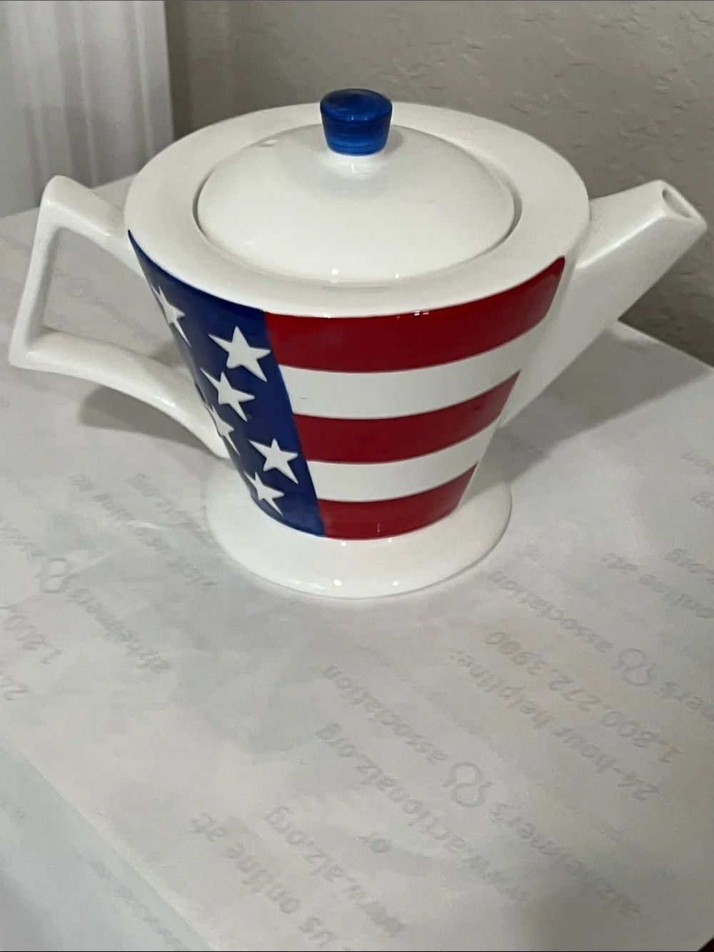 Brian Wood VTG Highly Limited Edition Art Deco Patriotic Ceramic Teapot Signed